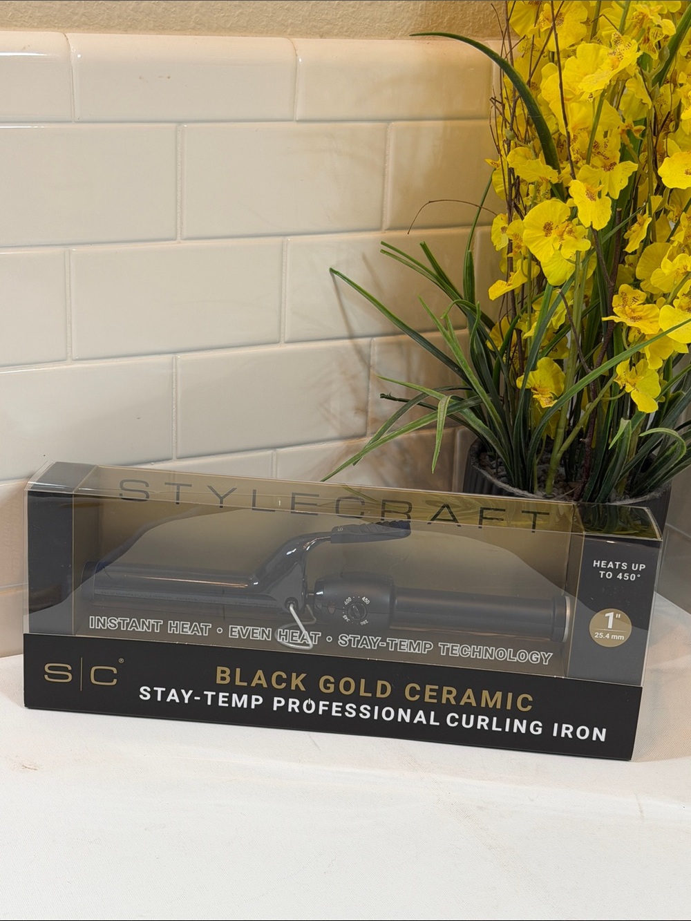 Stylecraft Black Gold Ceramic Stay temp curling Iron. 1 ‘ in . NEW in box